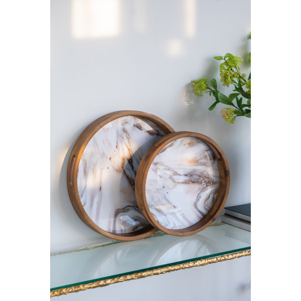 Orren Ellis 2 Piece Wooden Coffee Table Tray Set Wayfair